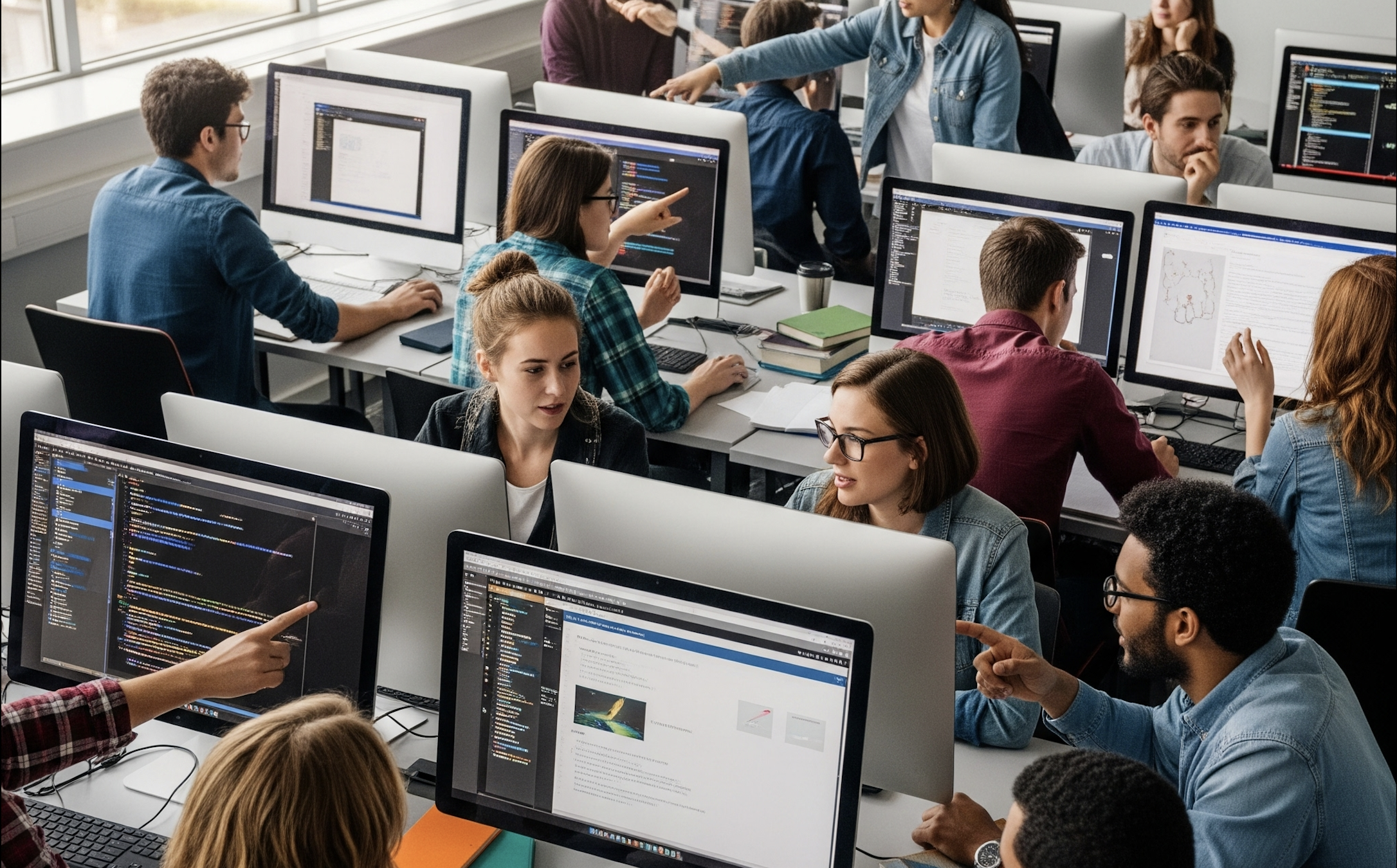 Étudiants de l'ENSA Khouribga en salle informatique